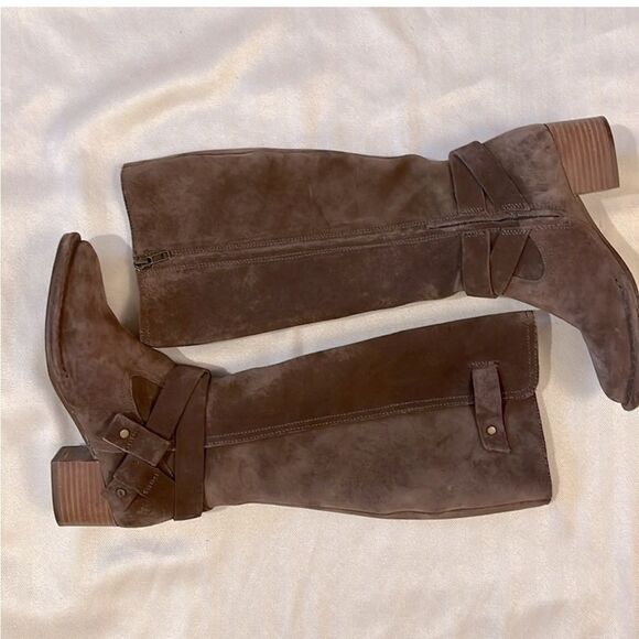 UGG Knee high suede boots, Bandera Biker Combat Moto style size 6‎ - Picture 1 of 12